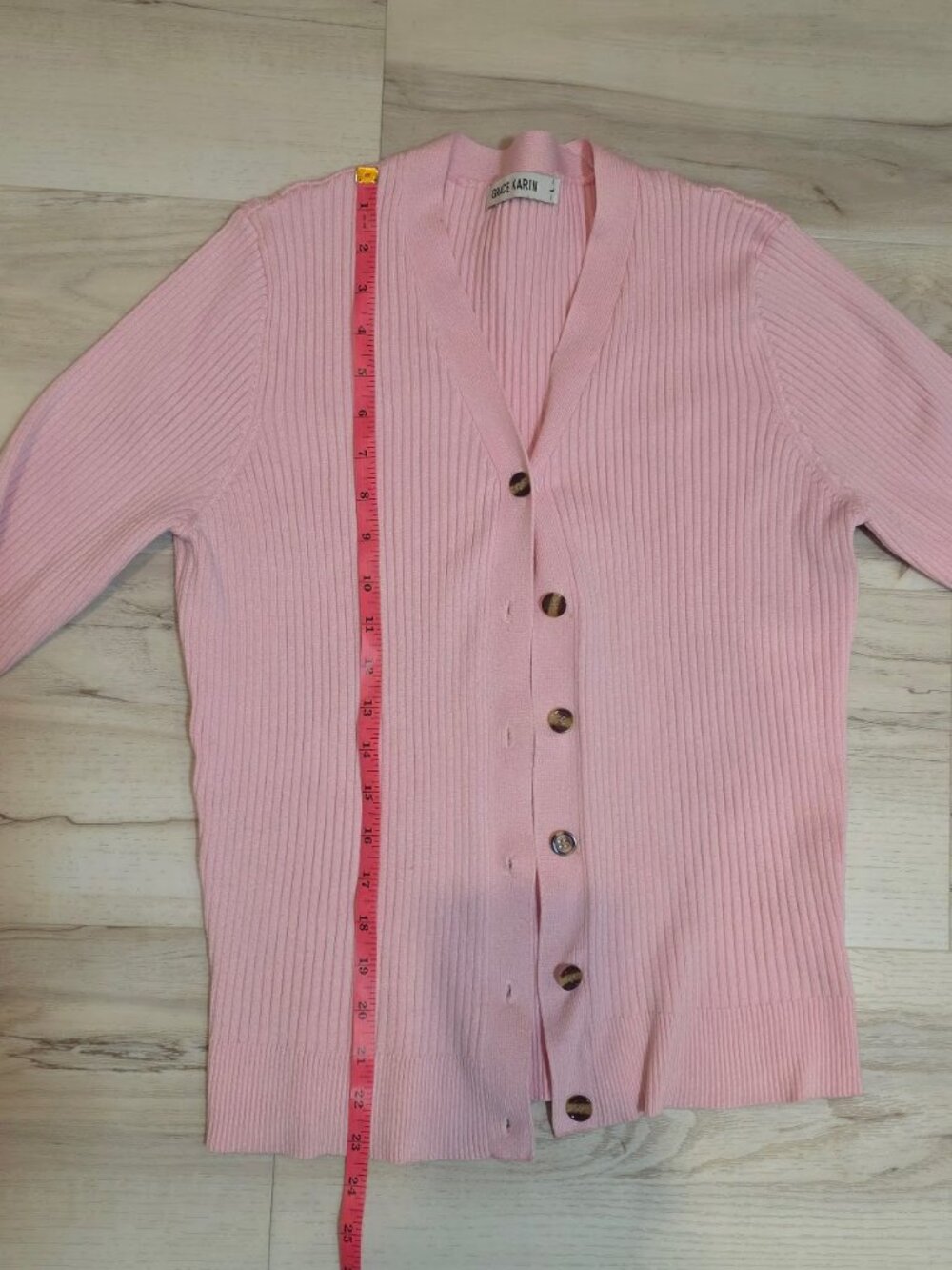 Grace Karin pink button-down cardigan - Picture 5 of 5